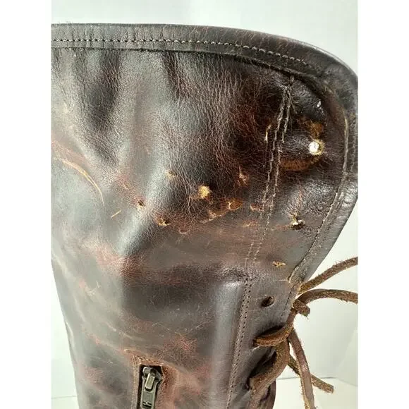 *Flawed Freebird Coal Boots Distressed Leather Tall Lace Up Western Festival 8 - Picture 9 of 16